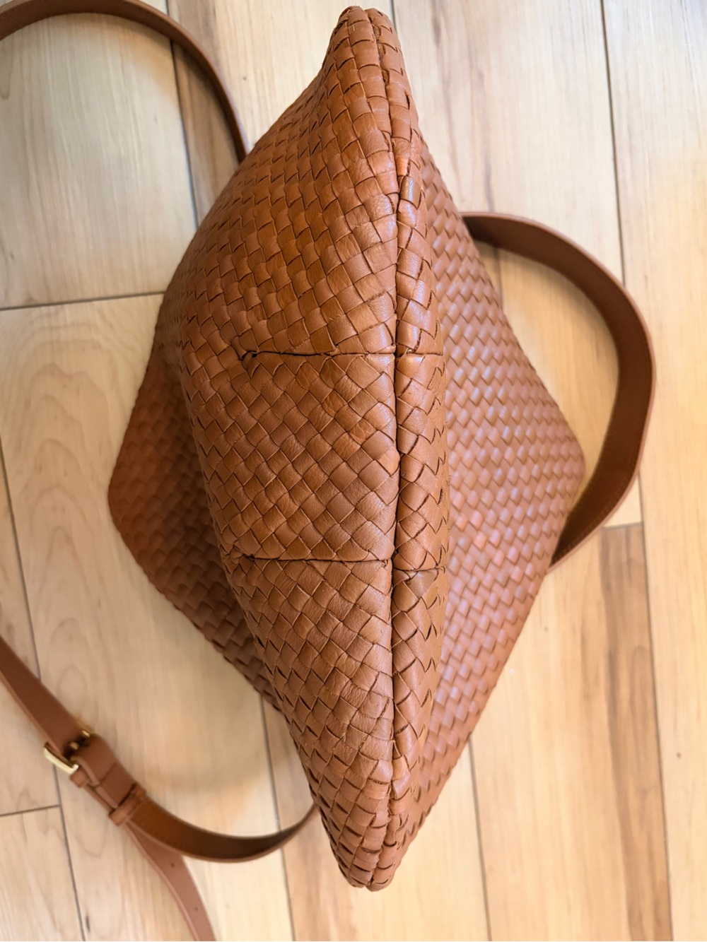 Sloane Handwoven Crescent Shoulder Bag in Cognac Quince - Picture 9 of 9